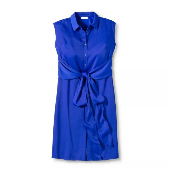 CUSHNIE ROYAL BLUE WRAP MIDI SHIRT DRESS - Picture 5 of 7